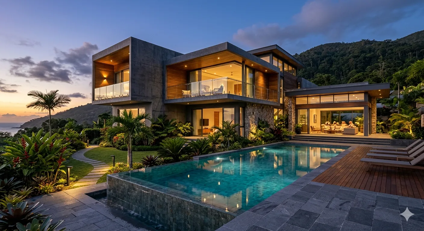 Luxury poolside residential design reference