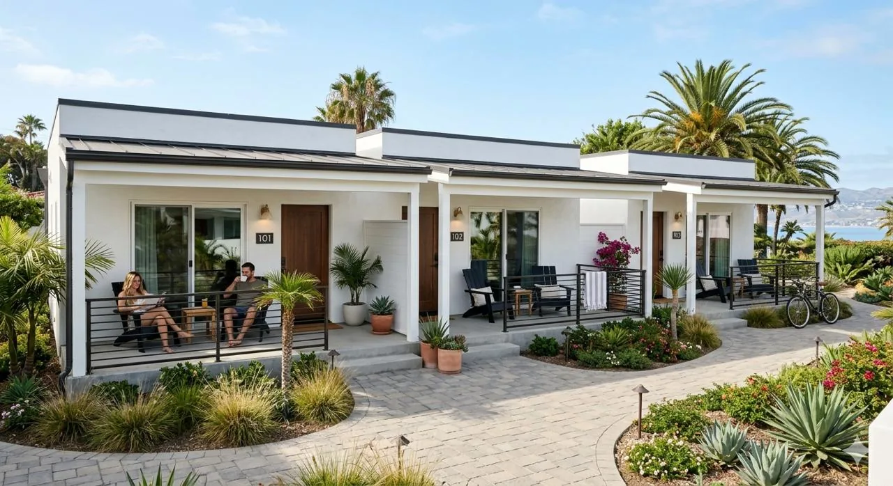 Poolside bungalow design reference